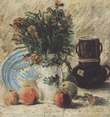 Vincent Van Gogh Vase with Flowers Coffeepot and Fruit (nn04) oil painting picture